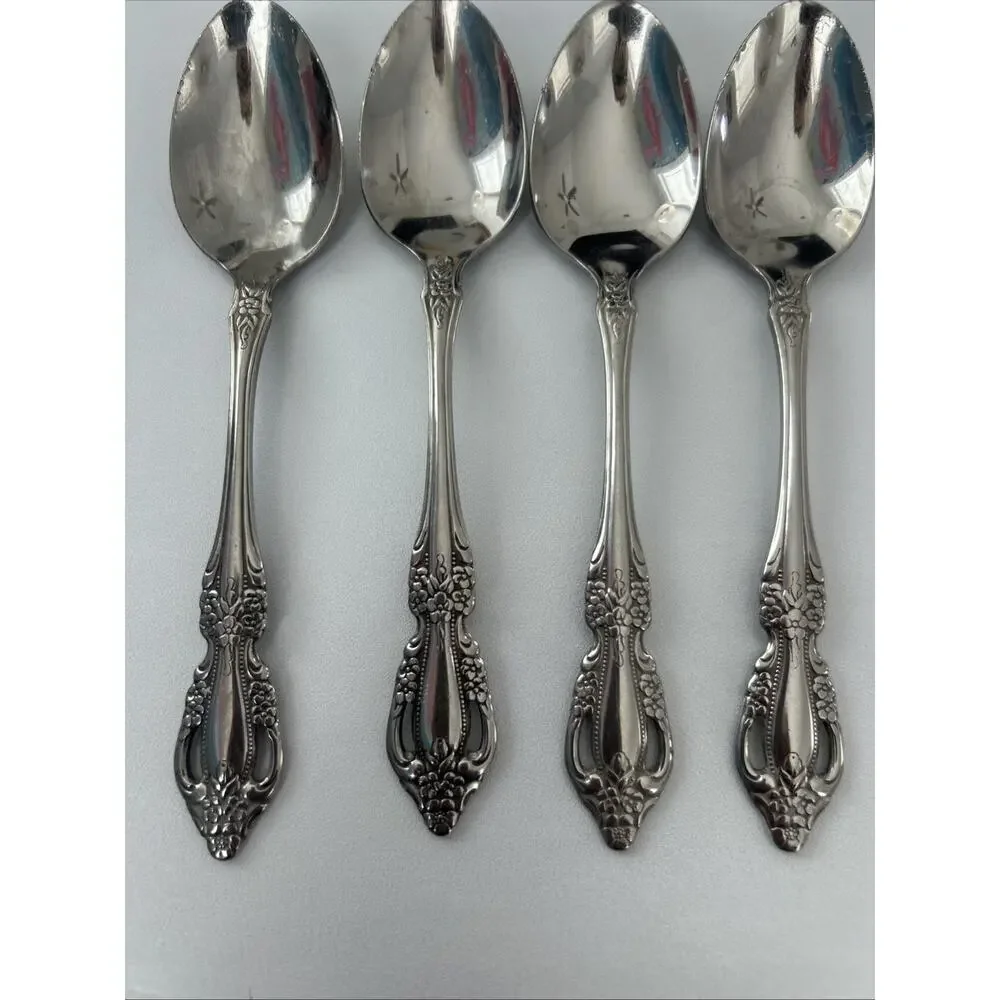 Vtg Raphael Distinction Deluxe Oneida Set Of 4 Teaspoons 6” Stainless Flatware